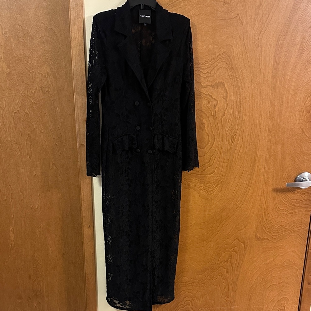 Fashion Nova Black Lace Duster
